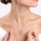 1/10 ctw Palm Tree Single Cut Diamond Pendant in 10K Yellow Gold with Chain