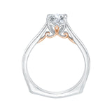 Carizza Semi Mount Engagement Ring to fit Cushion Center in 14K Two-Tone