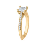 1/10 ct Diamond Carizza Semi Mount Engagement Ring to fit Princess Center in 14K Yellow Gold