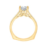 1/10 ct Diamond Carizza Semi Mount Engagement Ring to fit Princess Center in 14K Yellow Gold