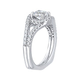 1/2 ct Diamond Carizza Semi Mount Engagement Ring to fit Cushion Center in 14K White Gold