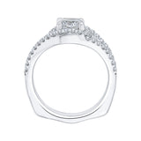 1/2 ct Diamond Carizza Semi Mount Engagement Ring to fit Cushion Center in 14K White Gold