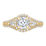 1 1/5 ct Diamond Carizza Semi Mount Engagement Ring to fit Cushion Center in 14K Yellow Gold