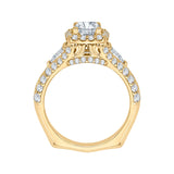 1 1/5 ct Diamond Carizza Semi Mount Engagement Ring to fit Cushion Center in 14K Yellow Gold