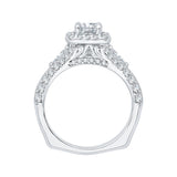 1 1/4 ct Diamond Carizza Semi Mount Engagement Ring to fit Emerald Center in 14K White Gold