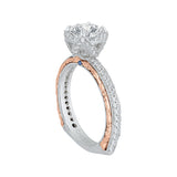 1/2 ct Diamond Carizza Semi Mount Engagement Ring to fit Round Center in 14K Two-Tone