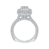 1 5/8 ct Diamond Carizza Semi Mount Engagement Ring to fit Emerald Center in 14K White Gold
