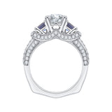 1/2 ct Diamond and 3/4 ct Sapphire Carizza Semi Mount Engagement Ring to fit Princess Center in 14K White Gold