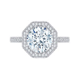 14K White Gold 1 1/8 ct Diamond Carizza Semi Mount Engagement Ring Fit Round Center