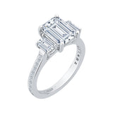 14K White Gold 1 1/5 ct Diamond Carizza Semi Mount Engagement Ring Fit Emerald Center