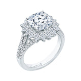 14K White Gold 1 1/5 ct Diamond Carizza Semi Mount Engagement Ring Fit Cushion Center