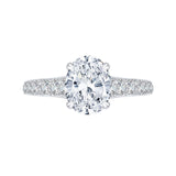 14K White Gold 3/4 ct Diamond Carizza Semi Mount Engagement Ring Fit Oval Center