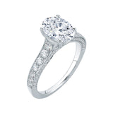 14K White Gold 3/4 ct Diamond Carizza Semi Mount Engagement Ring Fit Oval Center