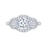 14K White Gold 1 ct Diamond Carizza Semi Mount Engagement Ring Fit Cushion Center