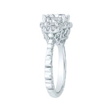 14K White Gold 1 ct Diamond Carizza Semi Mount Engagement Ring Fit Cushion Center