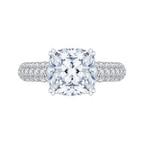 14K White Gold 1 2/3 ct Diamond Carizza Semi Mount Engagement Ring Fit Cushion Center