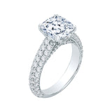 14K White Gold 1 2/3 ct Diamond Carizza Semi Mount Engagement Ring Fit Cushion Center