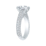14K White Gold 1 2/3 ct Diamond Carizza Semi Mount Engagement Ring Fit Cushion Center