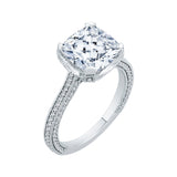 14K White Gold 1/2 ct Diamond Carizza Semi Mount Engagement Ring Fit Cushion Center