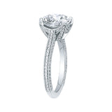 14K White Gold 1/2 ct Diamond Carizza Semi Mount Engagement Ring Fit Cushion Center