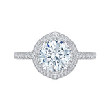 14K Two-Tone Gold 1/3 ct Diamond Carizza Semi Mount Engagement Ring Fit Round Center