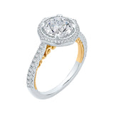 14K Two-Tone Gold 1/3 ct Diamond Carizza Semi Mount Engagement Ring Fit Round Center