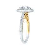 14K Two-Tone Gold 1/3 ct Diamond Carizza Semi Mount Engagement Ring Fit Round Center