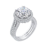 14K White Gold 1 1/3 ct Diamond Carizza Semi Mount Engagement Ring Fit Round Center