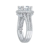 14K White Gold 1 1/3 ct Diamond Carizza Semi Mount Engagement Ring Fit Round Center