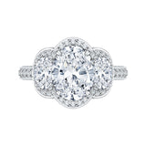 14K White Gold 1 7/8 ct Diamond Carizza Semi Mount Engagement Ring Fit Oval Center