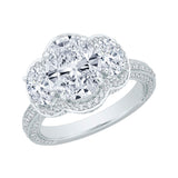 14K White Gold 1 7/8 ct Diamond Carizza Semi Mount Engagement Ring Fit Oval Center