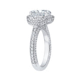 14K White Gold 1 7/8 ct Diamond Carizza Semi Mount Engagement Ring Fit Oval Center