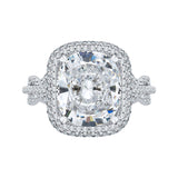 14K White Gold 1 ct Diamond Carizza Semi Mount Engagement Ring Fit Cushion Center
