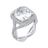 14K White Gold 1 ct Diamond Carizza Semi Mount Engagement Ring Fit Cushion Center