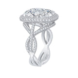 14K White Gold 1 ct Diamond Carizza Semi Mount Engagement Ring Fit Cushion Center